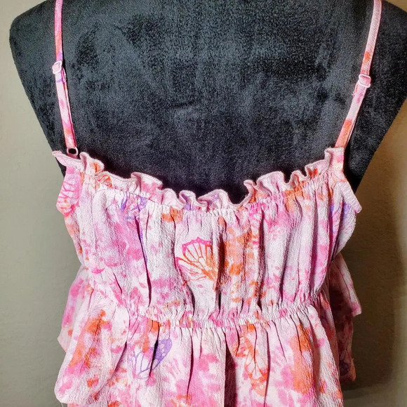 NWT Wild Fable Women's Tiered Ruffle Pink Butterfly Tank Top Size XL - Picture 7 of 11